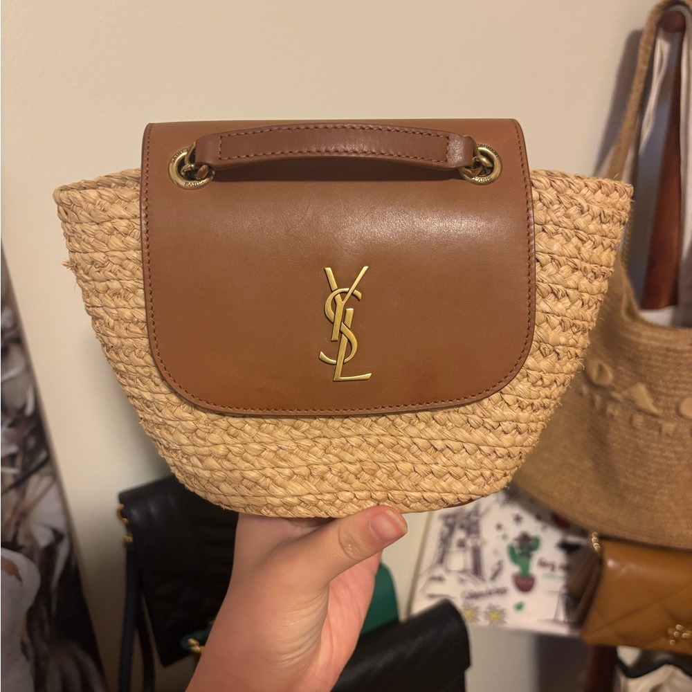 Yves Saint Laurent Tan Raffia Bag